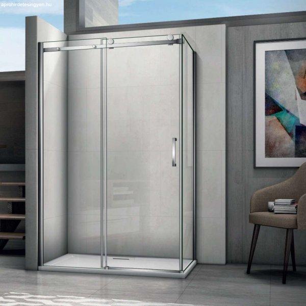 AQUATREND Marina 120x90 balos aszimmetrikus szögletes tolóajtós zuhanykabin 8
mm vastag vízlepergető biztonsági üveggel, krómozott elemekkel, 195 cm
magas