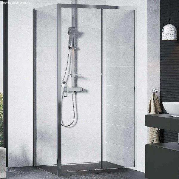 Mexen Apia 120x80 aszimmetrikus szögletes tolóajtós zuhanykabin 5 mm vastag
vízlepergető biztonsági üveggel, krómozott elemekkel, 190 cm magas