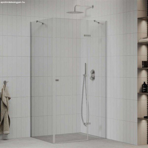 Mexen Roma 80x90 aszimmetrikus szögletes nyílóajtós zuhanykabin 6 mm vastag
vízlepergető biztonsági üveggel, krómozott elemekkel, 190 cm magas