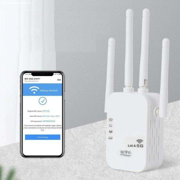 Wi-Fi WLAN Jelerősítő Repeater, XL-Z03 2,4GHz/5GHz nagyobb Wi-Fi
lefedettség, fehér