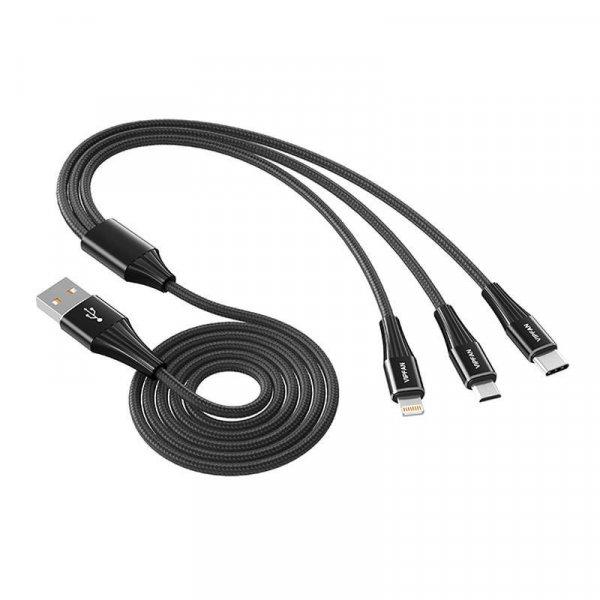 Vipfan X16 3 az 1-ben USB-C / Lightning / Micro 3,5A 1,5 m-es USB-kábel