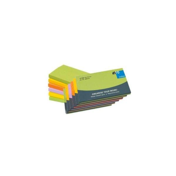 Jegyzettömb öntapadó, 75x125mm, 6x100lap, Info Notes, spring, zöld, sárga,
narancs, lila