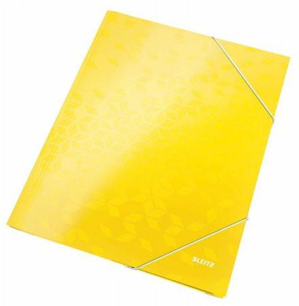 Gumis mappa, 15 mm, karton, A4, LEITZ "Wow", sárga