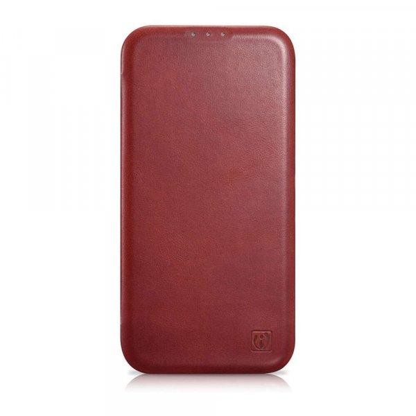 Apple iPhone 14 Pro iCarer CE Oil Wax Folio valódi bőr flip Magsafe tok, Piros