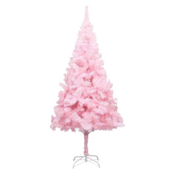 Rózsaszín pvc műkarácsonyfa led-fényekkel és gömbszettel 210 cm