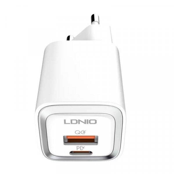 LDNIO A2318M, USB-C+USB, USB-C - Lightning 20 W-os hálózati töltő