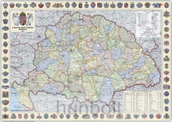 A Magyar Szent Korona országai 1914 (1:360 000) 125x90 cm Ívben, fóliázva
lécezve