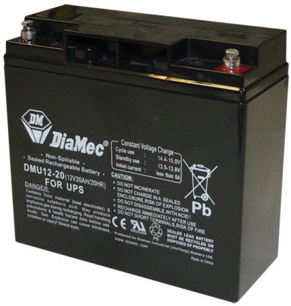 Diamec DMU12-20 12V 20Ah zselés ólom akkumulátor gondozásmentes