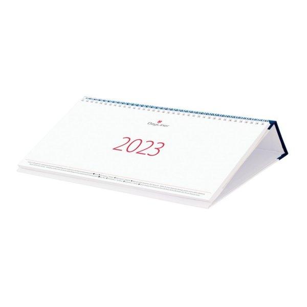 Asztali naptár Oktáv fekvő fehér lapokkal kék 320 × 150 mm Dayliner 2024.
