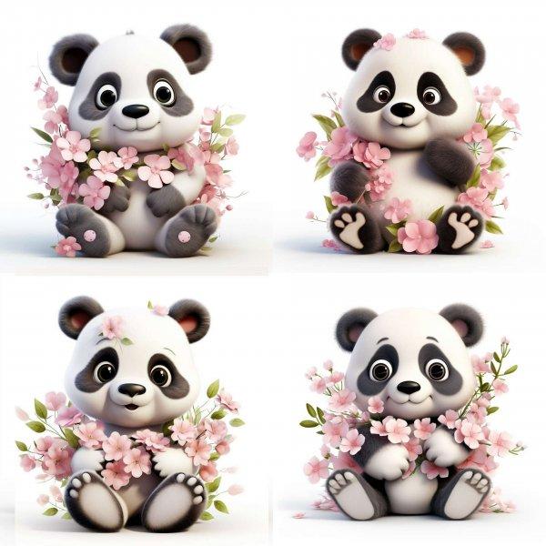 Rózsaszín Pandamacis falmatrica | 8 + 24 db-os szett | 80 cm x 80 cm -
babaszoba faldekoráció