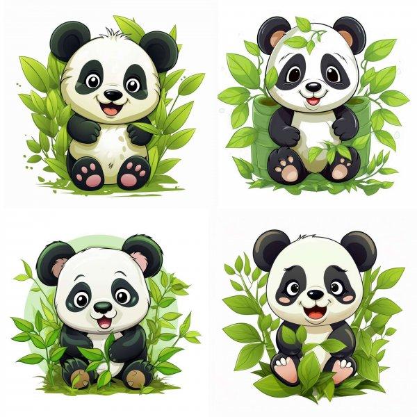 Panda macis falmatrica, bambusszal | 8 + 24 db-os szett | 80 cm x 80 cm -
babaszoba faldekoráció