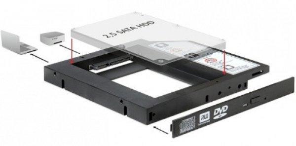 DeLock Slim SATA 5,25" Installation Frame for 1 x 2,5" SATA HDD up to
12,5mm