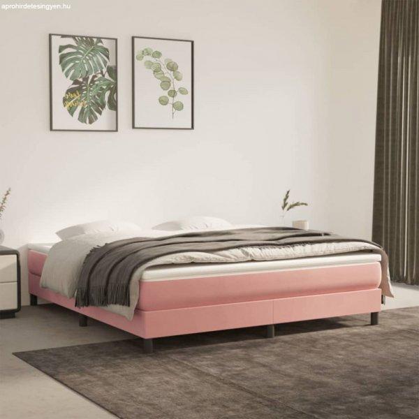 Rózsaszín bársony rugós ágy matraccal 120 x 200 cm