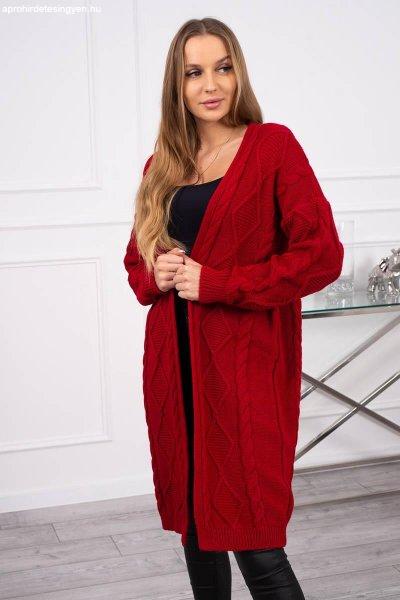 Kardigán pulóver elegáns mintával, 2021-7 piros