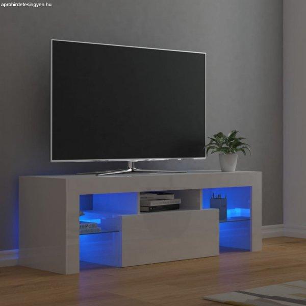 Magasfényű fehér TV-szekrény LED-lámpákkal 120 x 35 x 40 cm