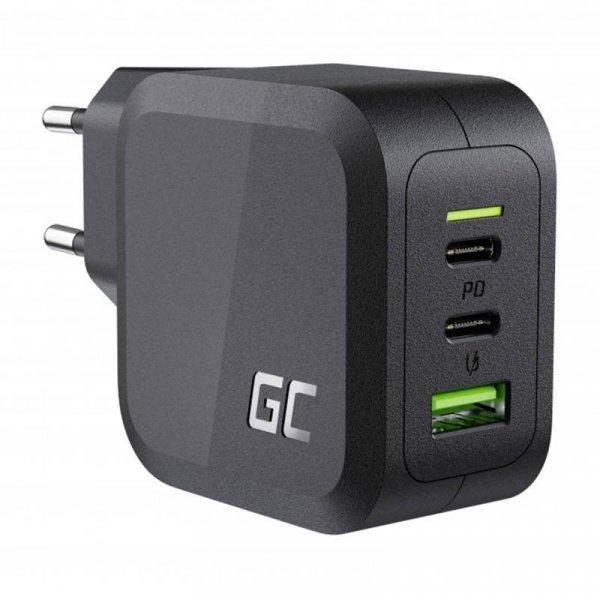 Green Cell GC PowerGaN 65 W hálózati töltő (2x USB-C tápellátás, 1x USB-A
gyorstöltés kompatibilis