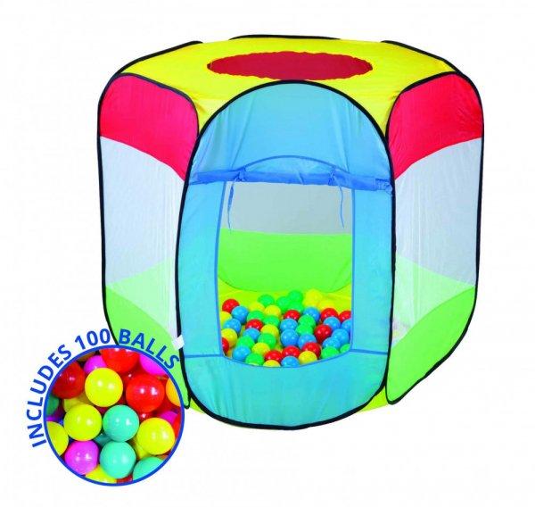 iPlay 8600B-12 Pop-up hatszögletű labdasátor 90 x 90 x 97 cm játszó sátor
100 db színes labdával