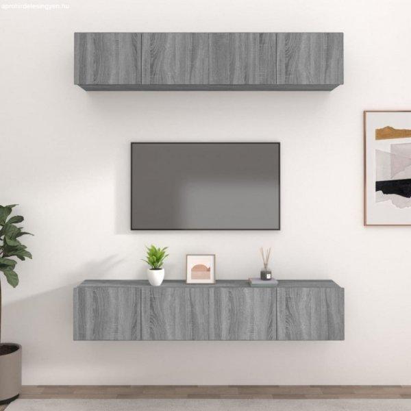 4 db szürke sonoma színű szerelt fa TV-szekrény 80 x 30 x 30 cm