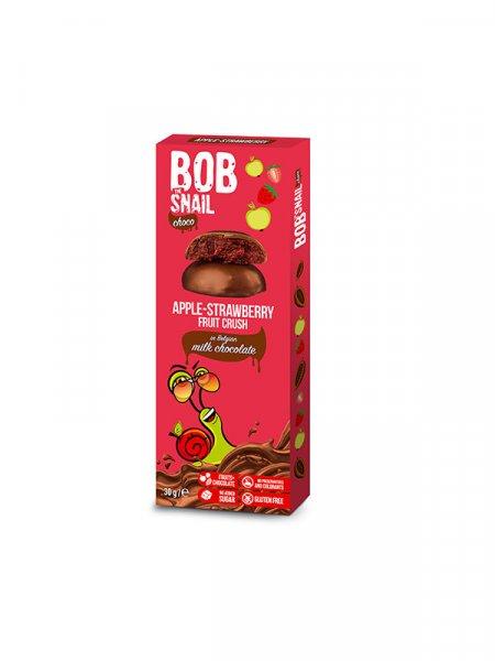 Bob Snail gyümölcs snack étcsokoládéban alma-eper 30 g