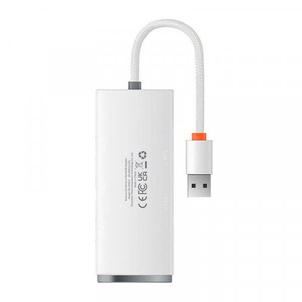 Baseus Lite Series 4 az 1-ben USB - 4x USB 3.0 hub, 25 cm (Fehér)