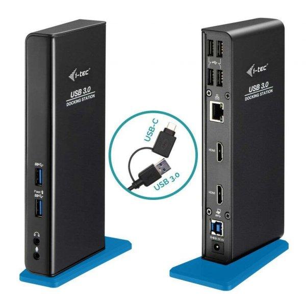 I-TEC USB 3.0/USB-C Dual HDMI Docking Station Fekete U3DUALHDMIDOCK