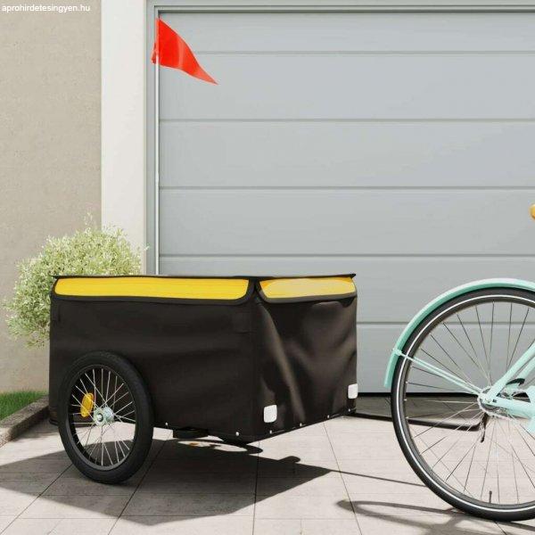 vidaXL fekete-citromsárga vas teherszállító kerékpár utánfutó 45 kg