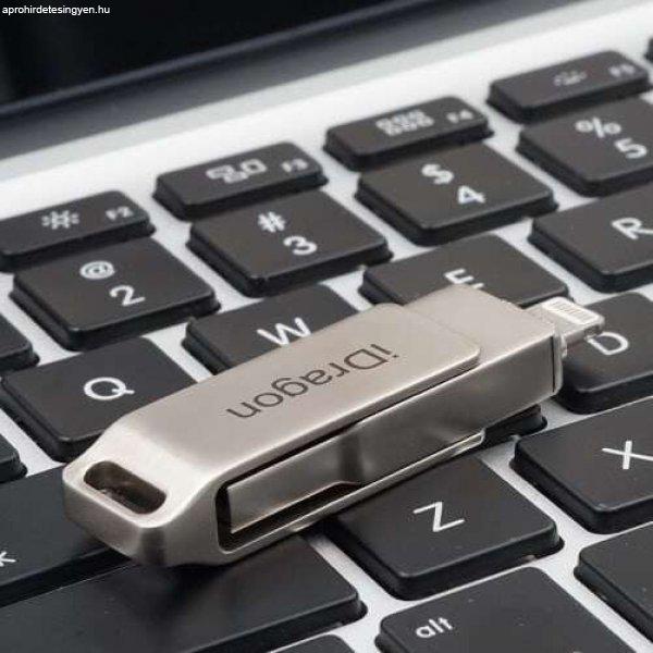 USB stick 128GB iUni iDragon Lightning és USB 3.0 iPhone/iPad, Ezüst
