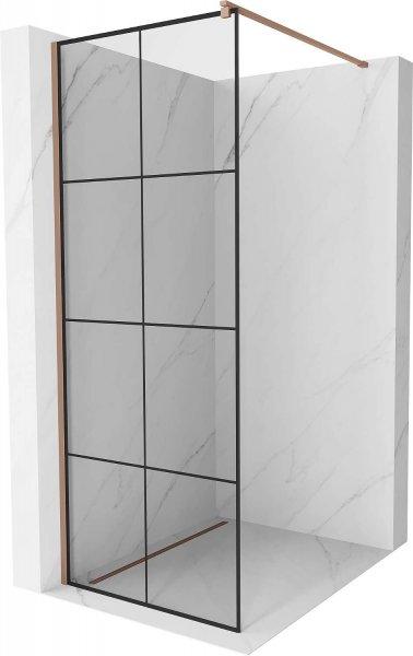 Mexen Kioto Walk-In Zuhanyfal 80 x 200 cm,  átlátszó üveg/ fekete    8 mm, 
rózsa arany - 800-080-101-60-7 Walk-In Zuhanyfal