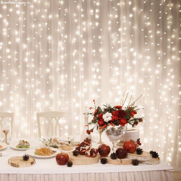 HOME karácsonyi fényfüggöny DLFC600WW, 600 LED-es sorolható cluster
fényfüggöny DLFC 600/WW,melegfehér ünnepi, rendezvény, esküvői
díszítés