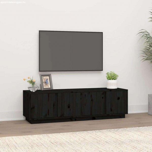 vidaXL fekete tömör fenyőfa TV-szekrény 140 x 40 x 40 cm
