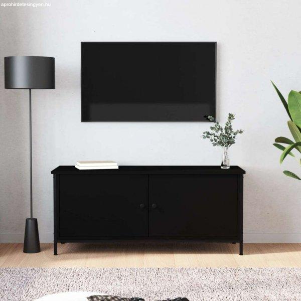vidaXL fekete szerelt fa TV-szekrény ajtókkal 102x35x45 cm
