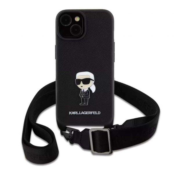 Karl Lagerfeld tok + crossbody strap fekete KLHCP15MSASKNPBK Apple Iphone 15
Plus készülékhez