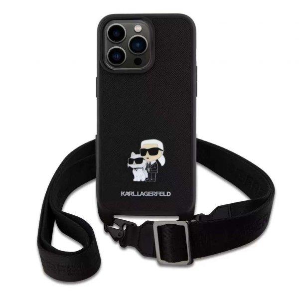 Karl Lagerfeld tok + crossbody strap fekete KLHCP15XSAKCPBK Apple Iphone 15 Pro
Max készülékhez