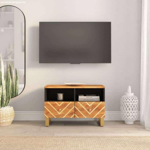 vidaXL fekete-barna tömör mangófa TV-szekrény 70 x 33,5 x 46 cm