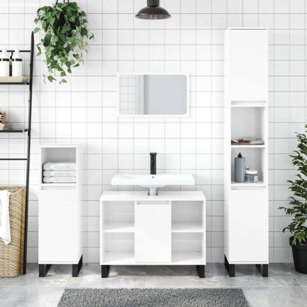 vidaXL magasfényű fehér műfa fürdőszobaszekrény 80 x 33 x 60 cm