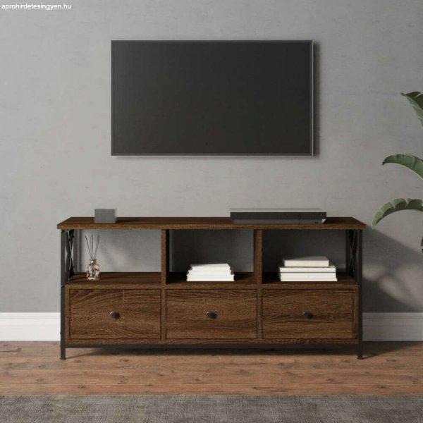 vidaXL barna tölgyszínű szerelt fa és vas TV-szekrény 102x33x45 cm