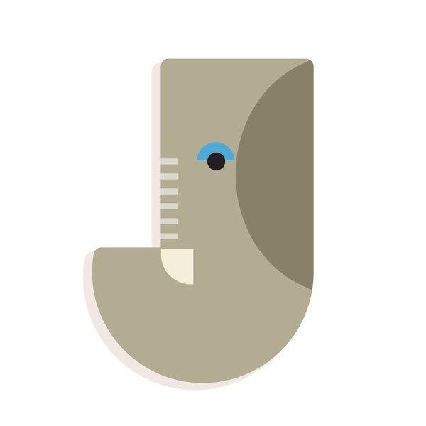 Djeco Állatdekor betű - J - Graphic animal letter