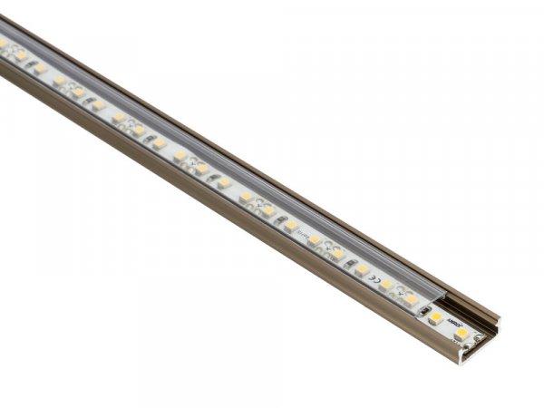 Barna - Alumínium U profil LED szalagos világításhoz 16x6 mm (Átlátszó
búrával)