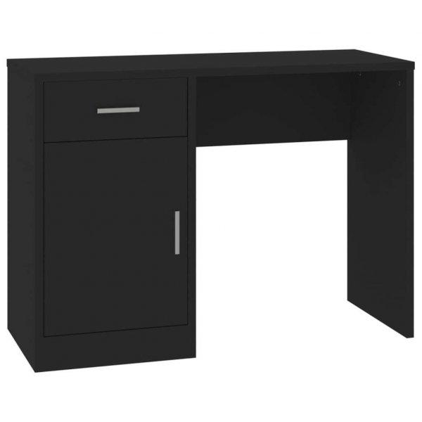 Fekete faanyag fiókos/rekeszes íróasztal 100x40x73 cm