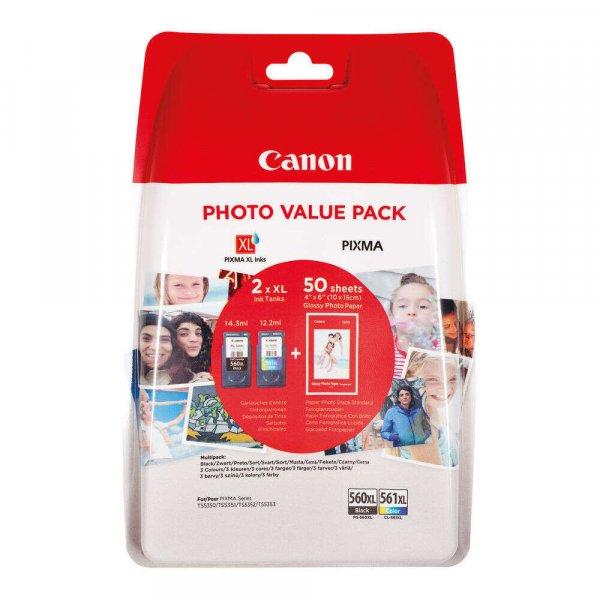Canon PG-560XL CL-561XL C Multipack Black + Color +50 ív fotópapír
tintapatron eredeti 3712C004