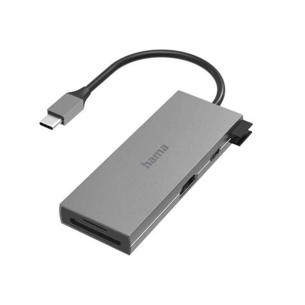 Hama 6 port USB-C 2xUSB-A +USB-C +HDMI +SD +microSD Multiport hub/kártyaolvasó
ezüst (00200110)