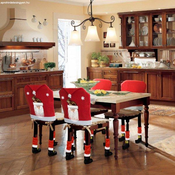 Karácsonyi székdekor szett - Mikulás - 50 x 60 cm - piros/fehér