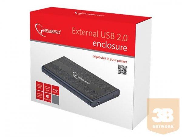 GEMBIRD EE2-U2S-5 Gembird külső USB 2.0 ház 2.5 SATA HDD-re/SSD, alumínium,
fekete