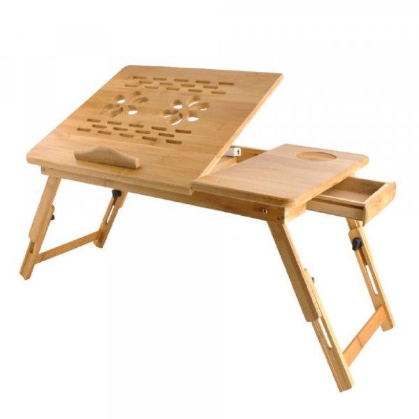 Összecsukható, hordozható bambusz laptop asztal - állítható magassággal-,
és dőlésszöggel - 69 x 34,6 x 26,5 cm (BB-7974)