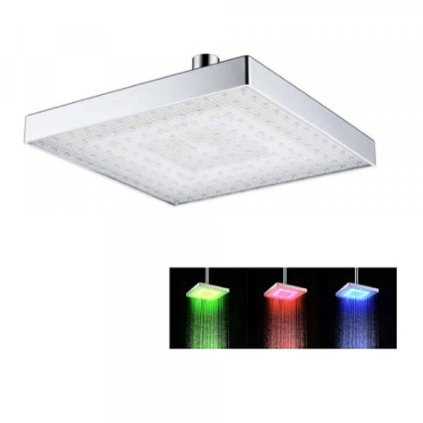 RGB négyzet alakú színváltós LED zuhanyfej - vízfolyásra a LED
automatikusan bekapcsol (BBV)