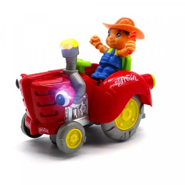 Zenélő és világító traktoros figura hintázó-döcögő mozgással (BBJ)