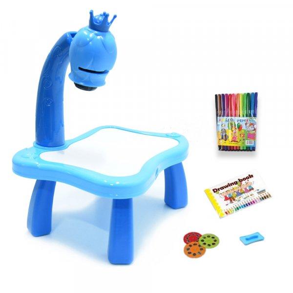 Mini projektoros zenélő rajzasztal gyerekeknek - filctollakkal, mintákkal
kék (BBJ)