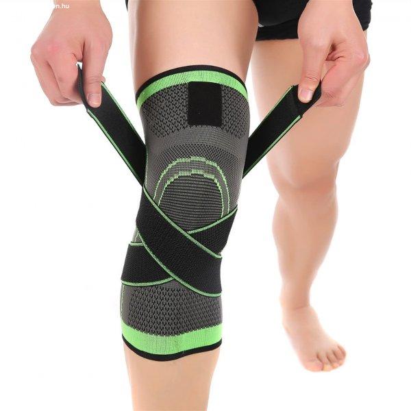 Kompressziós térdrögzítő állítható pántokkal sportoláshoz és
térdfájdalmak ellen – zöld-fekete (BBM) (BBKM)