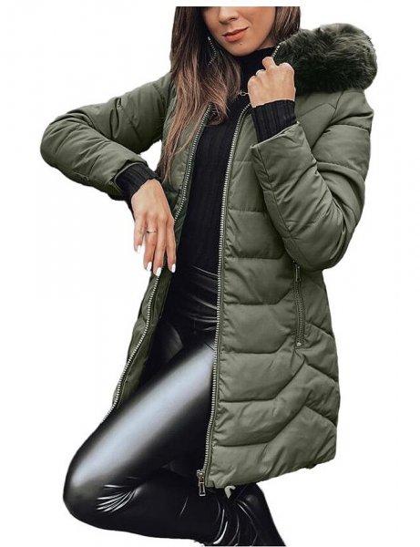 Capella sötét khaki steppelt téli kabát