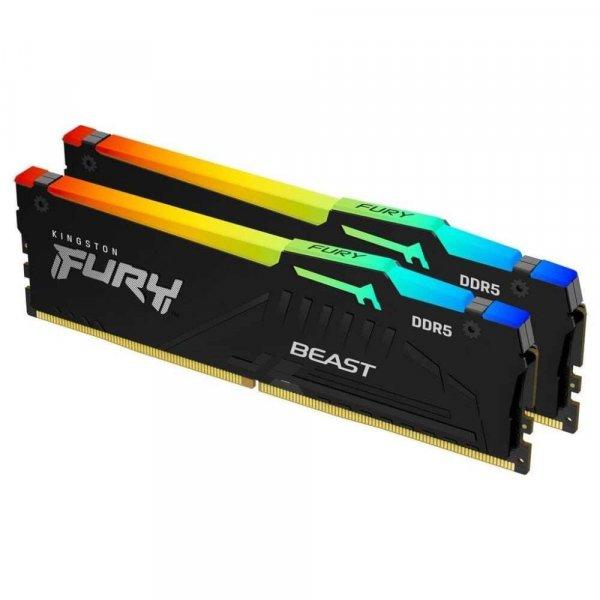 16GB 5200MHz DDR5 RAM Kingston Fury Beast RGB CL40 (2x8GB) (KF552C40BBAK2-16)